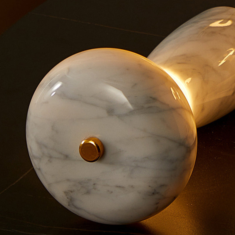 Traditional Japanese Rechargeable Marble Pattern Acrylic Column LED Table Lamp For Bedside