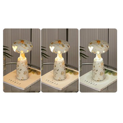 Traditional Japanese Rechargeable Marble Pattern Acrylic Column LED Table Lamp For Bedside