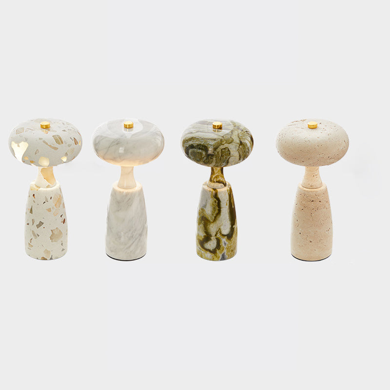 Traditional Japanese Rechargeable Marble Pattern Acrylic Column LED Table Lamp For Bedside