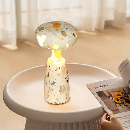 Traditional Japanese Rechargeable Marble Pattern Acrylic Column LED Table Lamp For Bedside