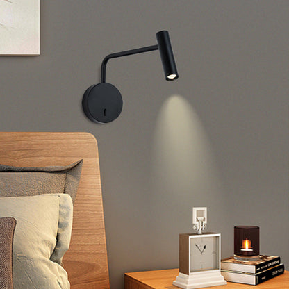 مصباح حائط LED دوار مصنوع من الألومنيوم والحديد بتصميم عصري بسيط بجانب السرير 