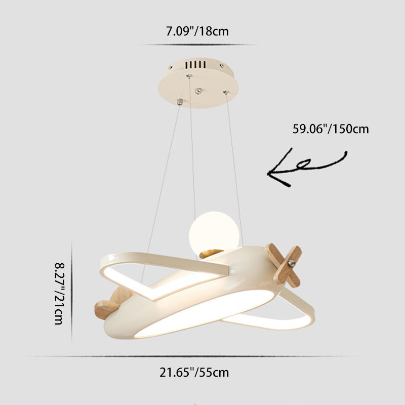 Contemporary Creative Kids Aircraft Resin Metal Glass Acrylic LED Chandeliers For Bedroom