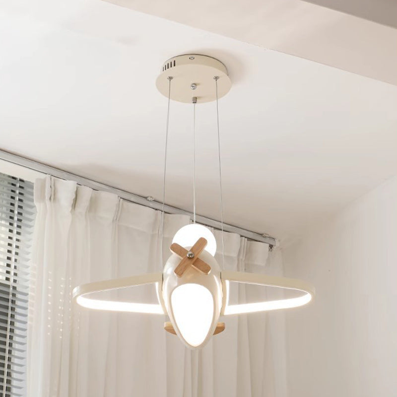 Contemporary Creative Kids Aircraft Resin Metal Glass Acrylic LED Chandeliers For Bedroom