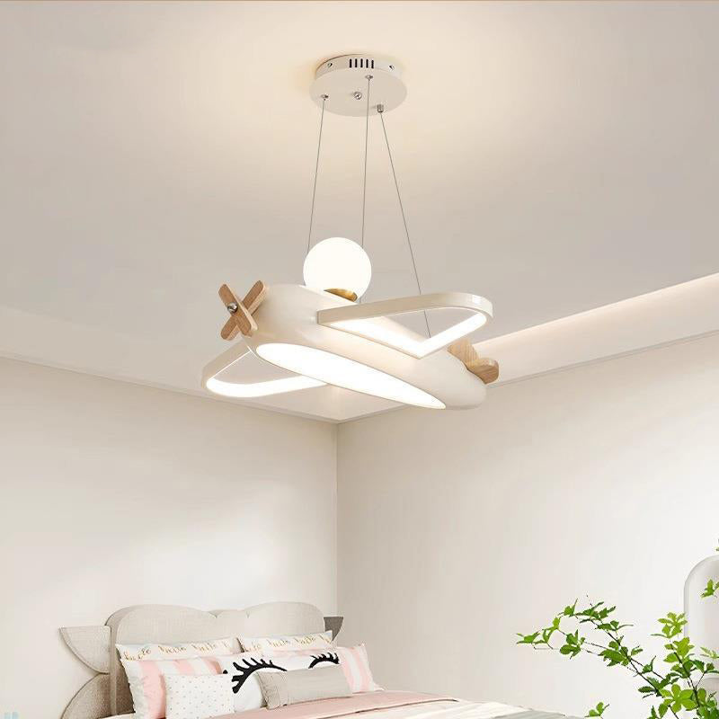 Contemporary Creative Kids Aircraft Resin Metal Glass Acrylic LED Chandeliers For Bedroom