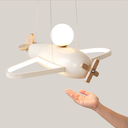 Contemporary Creative Kids Aircraft Resin Metal Glass Acrylic LED Chandeliers For Bedroom