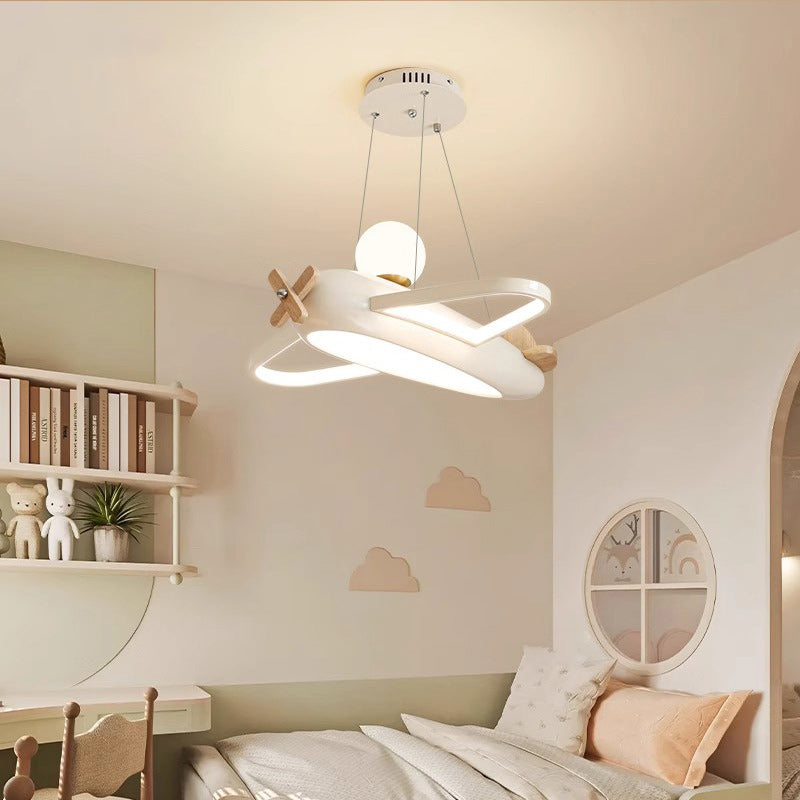 Contemporary Creative Kids Aircraft Resin Metal Glass Acrylic LED Chandeliers For Bedroom
