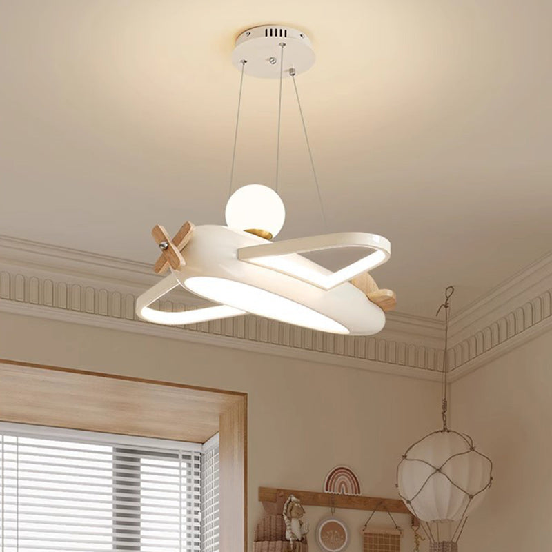 Contemporary Creative Kids Aircraft Resin Metal Glass Acrylic LED Chandeliers For Bedroom