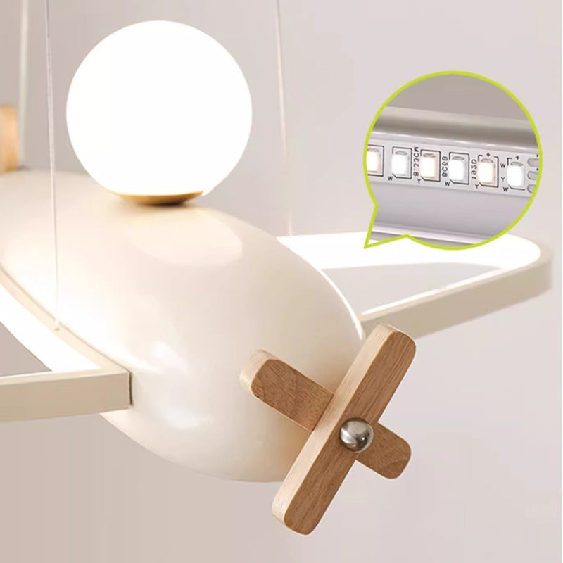 Contemporary Creative Kids Aircraft Resin Metal Glass Acrylic LED Chandeliers For Bedroom