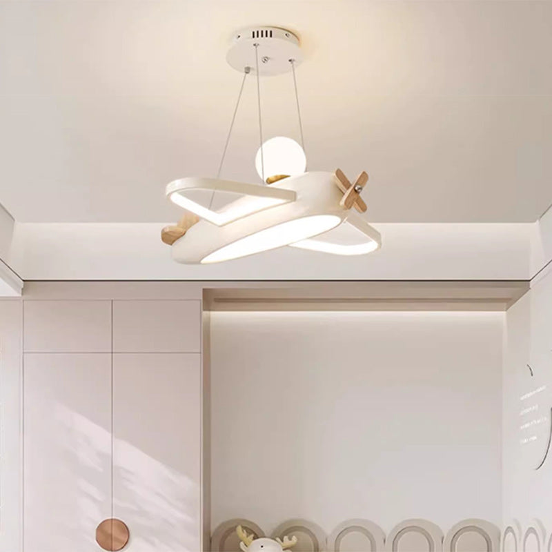 Contemporary Creative Kids Aircraft Resin Metal Glass Acrylic LED Chandeliers For Bedroom