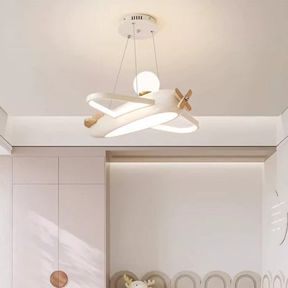 Contemporary Creative Kids Aircraft Resin Metal Glass Acrylic LED Chandeliers For Bedroom