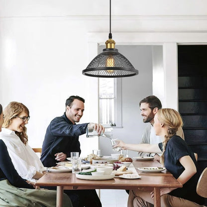 Contemporary Industrial Iron Conic Cage 1-Light Pendant Light For Dining Room