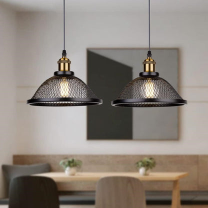 Contemporary Industrial Iron Conic Cage 1-Light Pendant Light For Dining Room