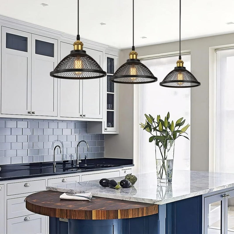 Contemporary Industrial Iron Conic Cage 1-Light Pendant Light For Dining Room