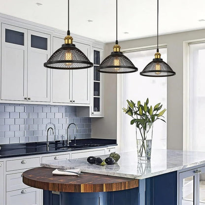Contemporary Industrial Iron Conic Cage 1-Light Pendant Light For Dining Room