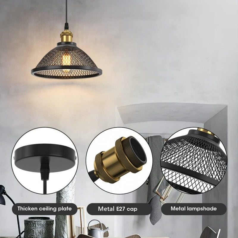 Contemporary Industrial Iron Conic Cage 1-Light Pendant Light For Dining Room