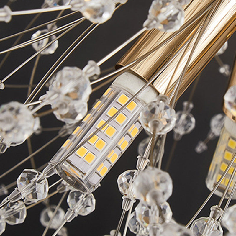 Modern Luxury Stainless Steel Crystal Hardware Ball Dandelion 9/12 Light Chandeliers For Dining Room