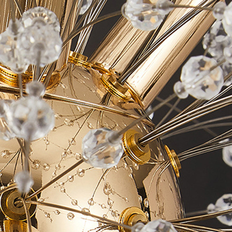 Modern Luxury Stainless Steel Crystal Hardware Ball Dandelion 9/12 Light Chandeliers For Dining Room