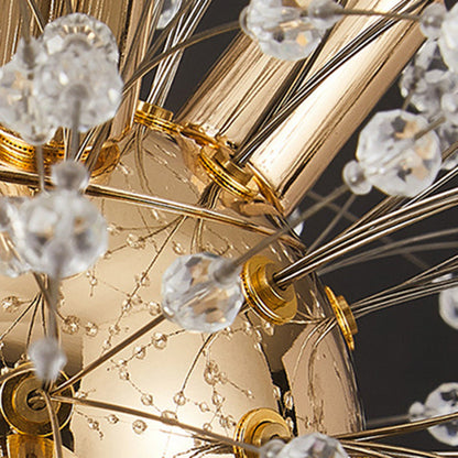 Modern Luxury Stainless Steel Crystal Hardware Ball Dandelion 9/12 Light Chandeliers For Dining Room