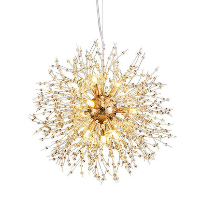 Modern Luxury Stainless Steel Crystal Hardware Ball Dandelion 9/12 Light Chandeliers For Dining Room