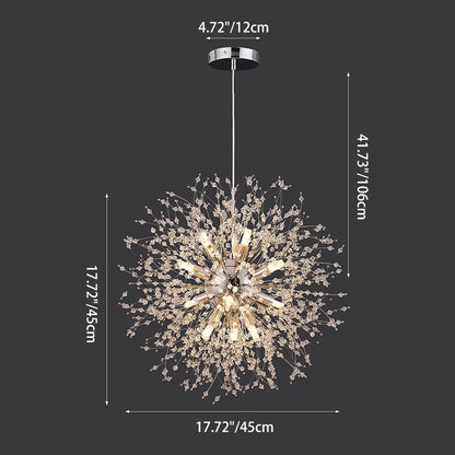 Modern Luxury Stainless Steel Crystal Hardware Ball Dandelion 9/12 Light Chandeliers For Dining Room