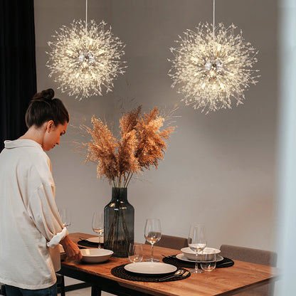 Modern Luxury Stainless Steel Crystal Hardware Ball Dandelion 9/12 Light Chandeliers For Dining Room