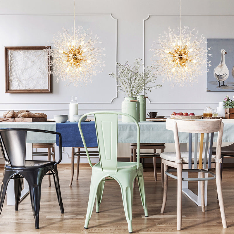 Modern Luxury Stainless Steel Crystal Hardware Ball Dandelion 9/12 Light Chandeliers For Dining Room