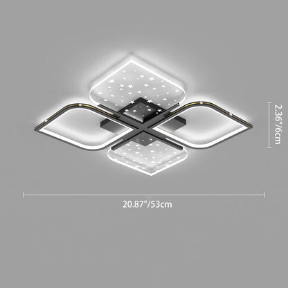Contemporary Nordic Aluminum Iron Acrylic Four Leaf Clover Starry Star LED Semi-Flush Mount Ceiling Light For Bedroom