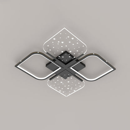 Contemporary Nordic Aluminum Iron Acrylic Four Leaf Clover Starry Star LED Semi-Flush Mount Ceiling Light For Bedroom