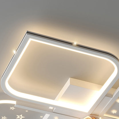 Contemporary Nordic Aluminum Iron Acrylic Four Leaf Clover Starry Star LED Semi-Flush Mount Ceiling Light For Bedroom
