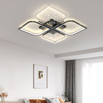 Contemporary Nordic Aluminum Iron Acrylic Four Leaf Clover Starry Star LED Semi-Flush Mount Ceiling Light For Bedroom