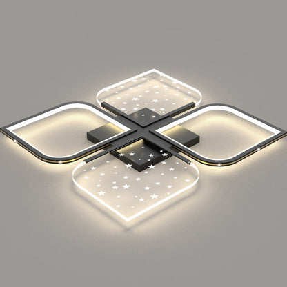 Contemporary Nordic Aluminum Iron Acrylic Four Leaf Clover Starry Star LED Semi-Flush Mount Ceiling Light For Bedroom