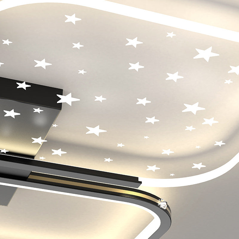 Contemporary Nordic Aluminum Iron Acrylic Four Leaf Clover Starry Star LED Semi-Flush Mount Ceiling Light For Bedroom