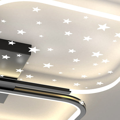 Contemporary Nordic Iron Acrylic Four Leaf Clover Starry Star Ball LED Semi-Flush Mount Ceiling Light For Bedroom