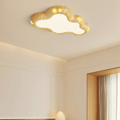 Contemporary Scandinavian Kids Cloud Iron Acrylic LED Flush Mount Ceiling Light For Bedroom