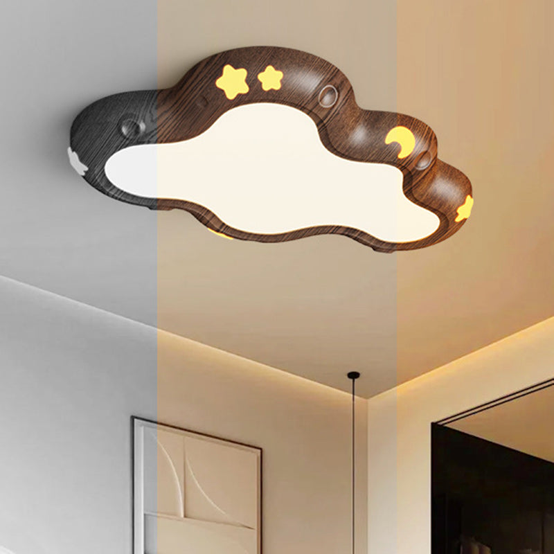 Contemporary Scandinavian Kids Cloud Iron Acrylic LED Flush Mount Ceiling Light For Bedroom