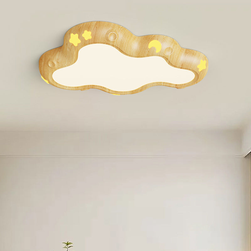 Contemporary Scandinavian Kids Cloud Iron Acrylic LED Flush Mount Ceiling Light For Bedroom