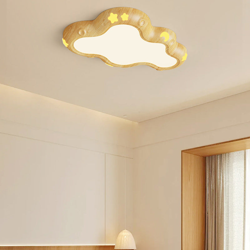 Contemporary Scandinavian Kids Cloud Iron Acrylic LED Flush Mount Ceiling Light For Bedroom