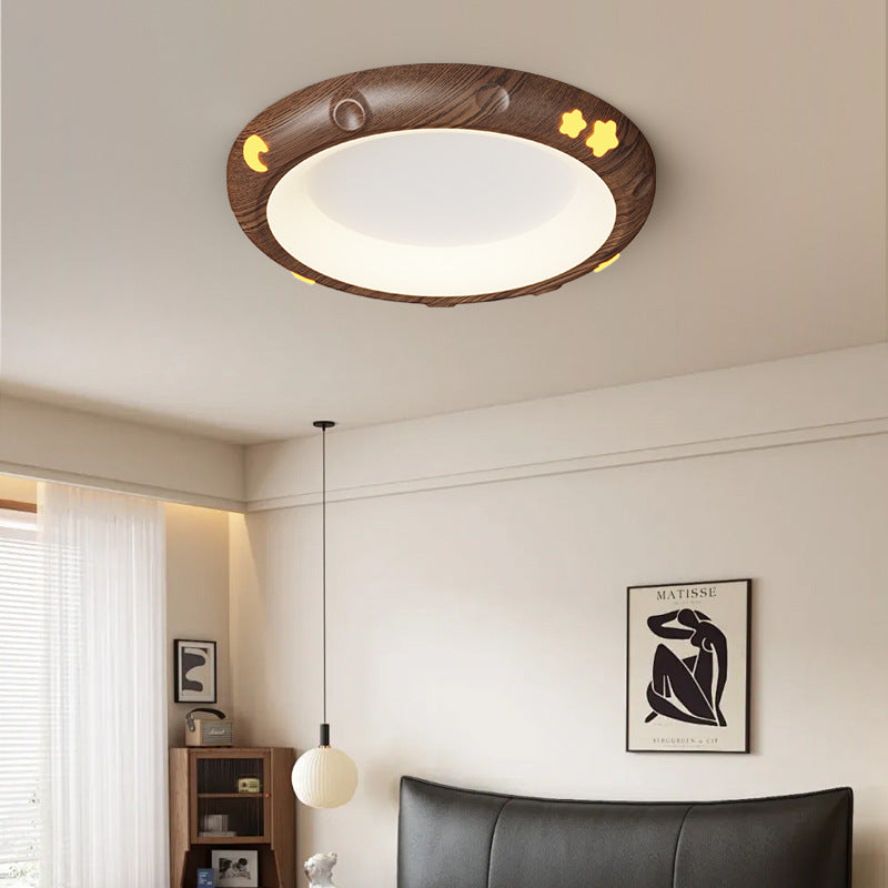 Contemporary Retro Kids Round Star Iron Acrylic LED Flush Mount Ceiling Light For Bedroom