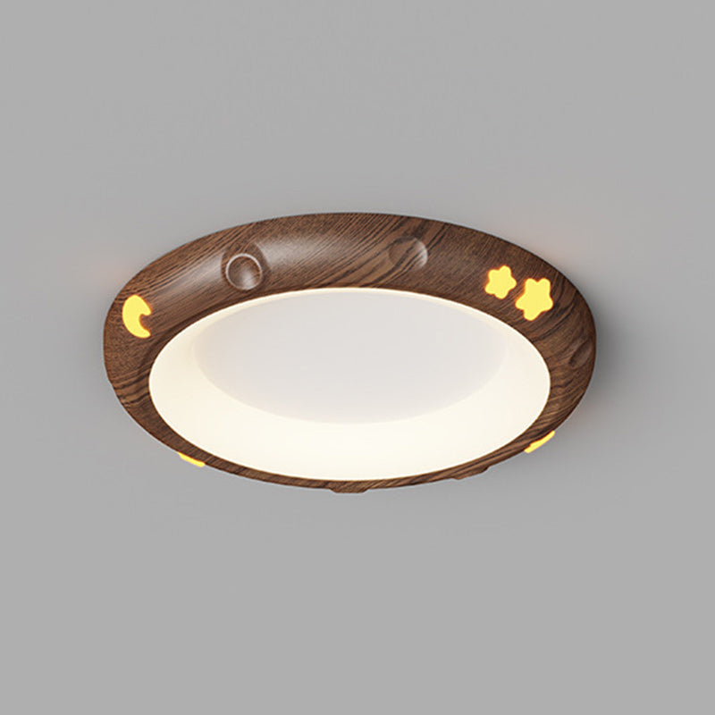 Contemporary Retro Kids Round Star Iron Acrylic LED Flush Mount Ceiling Light For Bedroom