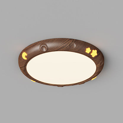 Contemporary Retro Kids Round Star Iron Acrylic LED Flush Mount Ceiling Light For Bedroom