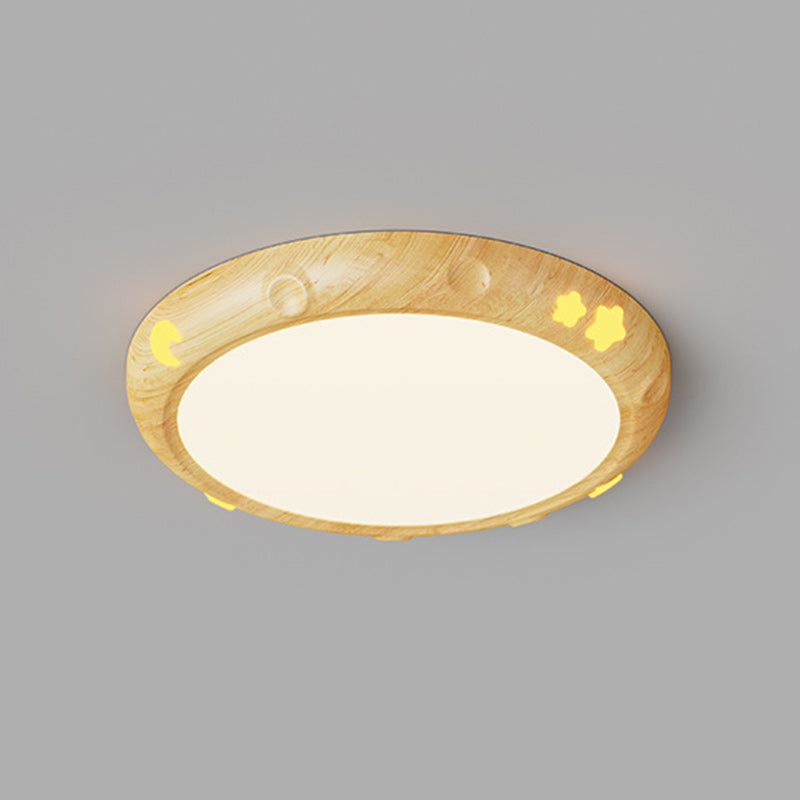 Contemporary Retro Kids Round Star Iron Acrylic LED Flush Mount Ceiling Light For Bedroom