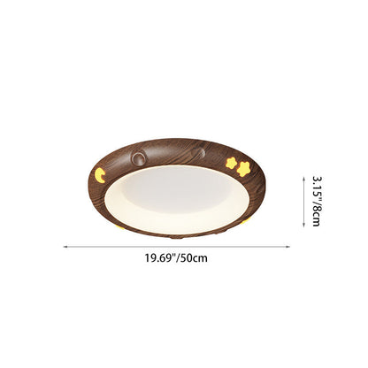 Contemporary Retro Kids Round Star Iron Acrylic LED Flush Mount Ceiling Light For Bedroom