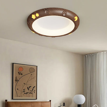 Contemporary Retro Kids Round Star Iron Acrylic LED Flush Mount Ceiling Light For Bedroom