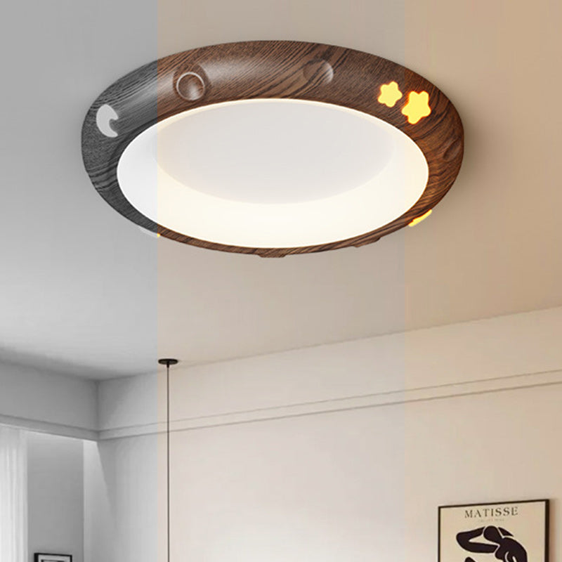 Contemporary Retro Kids Round Star Iron Acrylic LED Flush Mount Ceiling Light For Bedroom