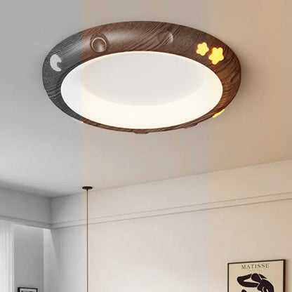 Contemporary Retro Kids Round Star Iron Acrylic LED Flush Mount Ceiling Light For Bedroom
