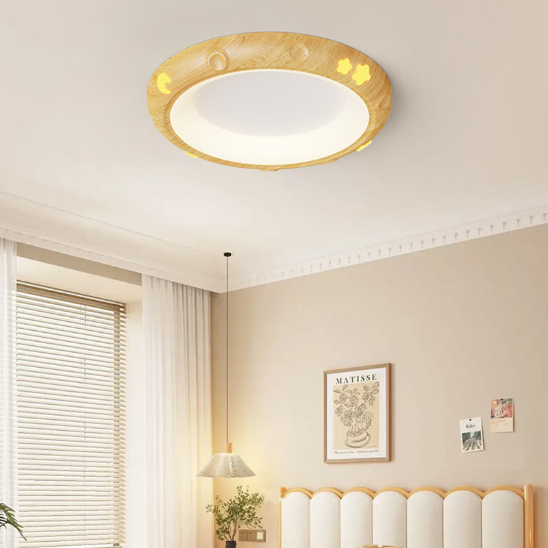 Contemporary Retro Kids Round Star Iron Acrylic LED Flush Mount Ceiling Light For Bedroom