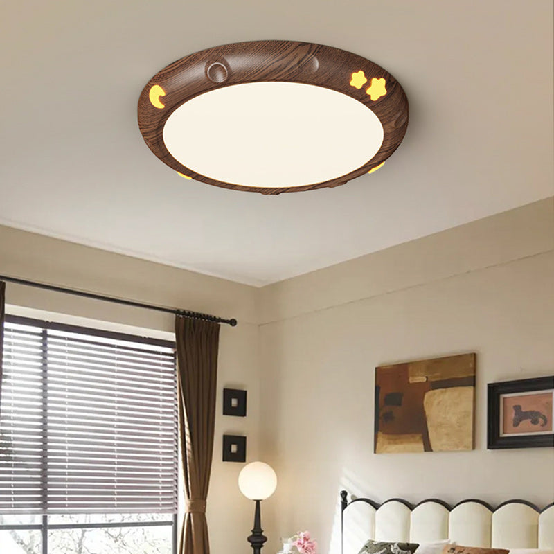Contemporary Retro Kids Round Star Iron Acrylic LED Flush Mount Ceiling Light For Bedroom