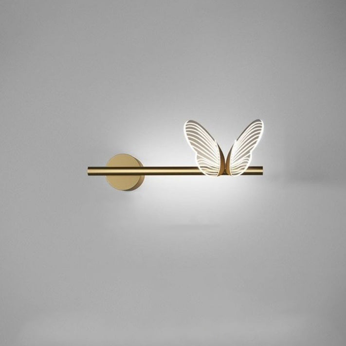 مصباح حائط LED بتصميم فراشة مصنوع من الحديد والألومنيوم والأكريليك بتصميم معاصر على شكل فراشة لوضعه بجانب السرير 