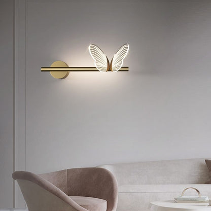 مصباح حائط LED بتصميم فراشة مصنوع من الحديد والألومنيوم والأكريليك بتصميم معاصر على شكل فراشة لوضعه بجانب السرير 