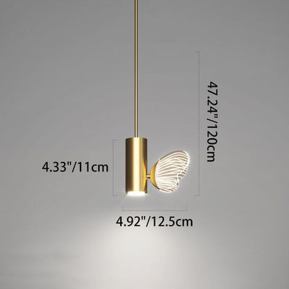 Contemporary Nordic Iron Aluminum Acrylic Cylinder Butterfly LED Pendant Light For Bedside